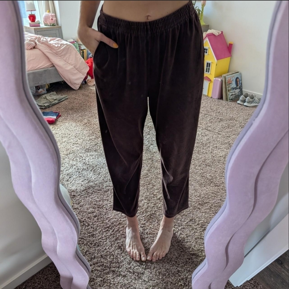 Chocolate Velvet Velour Track Pants Size Large